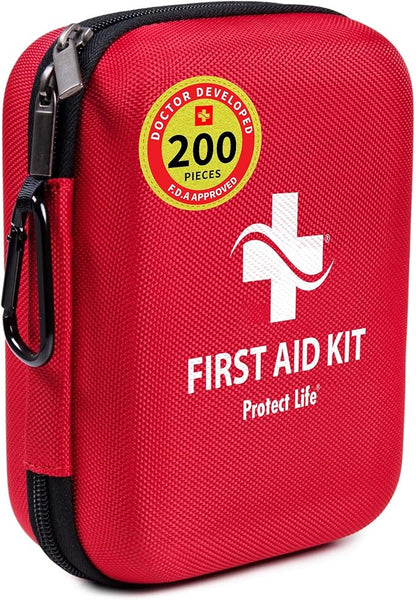 Protect Life Survival First Aid Kit for Home/Business, Camping Survival Kits | Mini Travel First Aid Kit | Camping Equipment | Small Kits for Car | Outdoor Emergency Survivals Pack - 200pcs