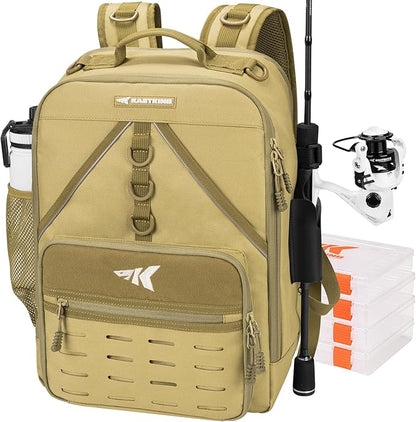 KastKing KarryAll Fishing Tackle Backpack with Rod Holder 4 Tackle Boxes,40/26L Tackle Bag Storage Fishing Gear and Equipment