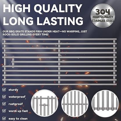1 Pc 304 Heavy Duty Cast Stainless Steel 5/16" Rod BBQ Cooking Grill Grate Replacement Part for Blaze Grill 3, 4, 5 Burner Blaze Grill Models, AOG, RCS, Summerset Sizzler, Stainless Steel 18 x 7-3/8