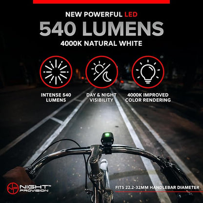 Bike Lights Front & Back – Bicycle Headlight & Taillight Set – Powerful 540 Lumens LED – USB-C Rechargeable – New 2025 Bike Safety Equipment for Night Riding (Optional - Premium Bike Bell)