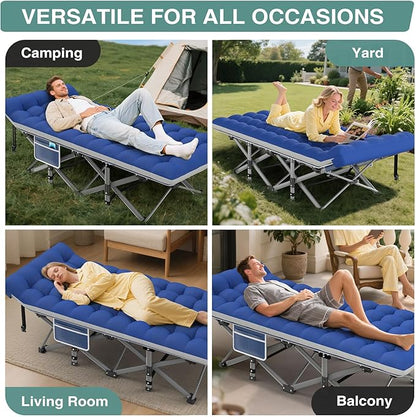 ZENPETIO Folding Camping Cot for Adult, 28In Portable Sleeping Cot with Mattress, Outdoor Heavy Duty Cot Bed for Camp with Carry Bag, Max Loading 500lbs for Home, Office, Camp, Travel, Vacation