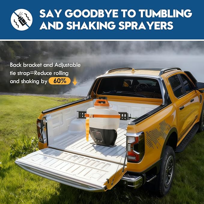 Backpack Sprayer Rack, Adjustable Backpack Sprayer Holder, with Webbing Buckle and Spray Rod Holder, Fit for Open or Enclosed Trailers