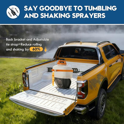 Backpack Sprayer Rack, Adjustable Backpack Sprayer Holder, with Webbing Buckle and Spray Rod Holder, Fit for Open or Enclosed Trailers