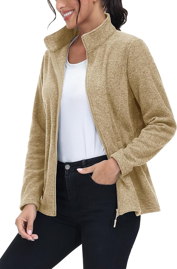 MAGCOMSEN Fleece Jacket Women Zip UP Lightweight Soft Polar Warm Winter Jackets for Women with Pockets Outdoor Hiking