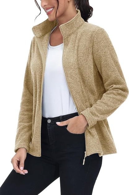 MAGCOMSEN Fleece Jacket Women Zip UP Lightweight Soft Polar Warm Winter Jackets for Women with Pockets Outdoor Hiking