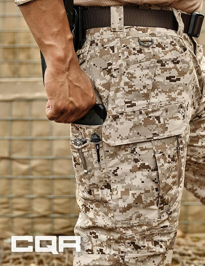 CQR Men's Flex Stretch Tactical Pants, Water Resistant Ripstop Cargo Pants, Lightweight EDC Outdoor Work Hiking Pants