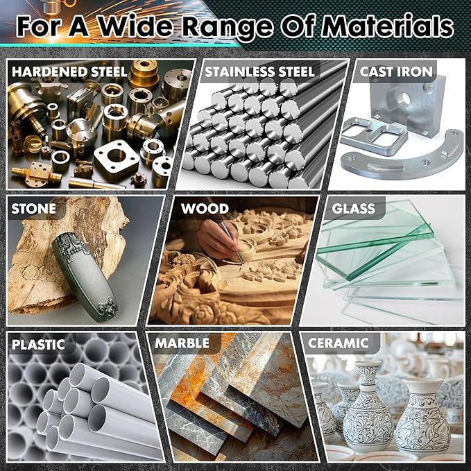 10 PCS 1/4" Shank Tungsten Carbide Burr Set Double Cut for Metal Grinding, Deburring Die Grinder Bits Fit Dewalt Milwaukee Die Grinders Accessories 1PC Mandrel & 5PC 3inch Cut Off Wheel