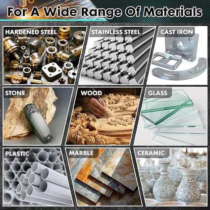 10 PCS 1/4" Shank Tungsten Carbide Burr Set Double Cut for Metal Grinding, Deburring Die Grinder Bits Fit Dewalt Milwaukee Die Grinders Accessories 1PC Mandrel & 5PC 3inch Cut Off Wheel