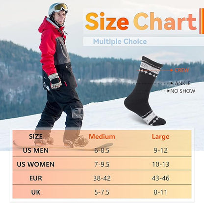 Sunew Warm Thermal Socks 4 Pack, Mens Womens Winter Heated Outdoor Skiing Thermal Socks