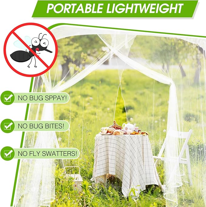 Tranqun 2 Pcs Mosquito Netting for Patio, Ultra Large Mosquito Net for Bed with 2 Side Openings 16 Hanging Loops for Camping Home Outdoor Travel Dormitory Decor(White,75 x 59 x 67 Inch)