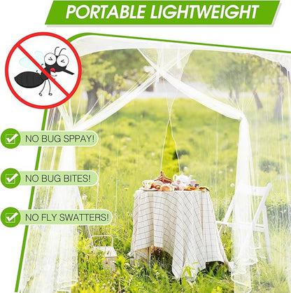 Tranqun 2 Pcs Mosquito Netting for Patio, Ultra Large Mosquito Net for Bed with 2 Side Openings 16 Hanging Loops for Camping Home Outdoor Travel Dormitory Decor(White,75 x 59 x 67 Inch)