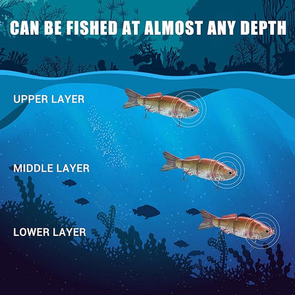 TRUSCEND Easy Catch Swimmax, Magic Noisy Turbulent Wiggling and Vibrating Actions for More Bites, Segmented Swimbait Jointed by Dyneema Strongest Fiber, Lifelike Fishing Lures for Relax Family Fishing