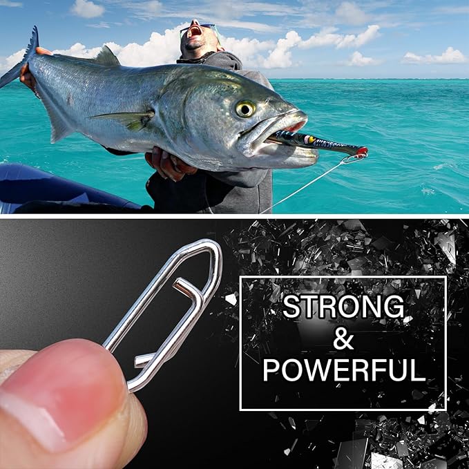 Atibin Stainless Lock Snaps Swivel Steel Saltwater Connector Fishing Snap Line High Strength Fishing Clip Power Lure Connector