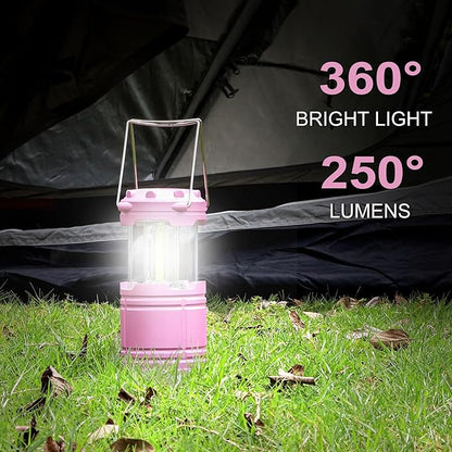 6-Pack Mini LED Camping Lanterns, Portable Camping Lights, Outdoor Tent Lights, Essential Emergency Lights for Power Outages, Hiking, Survival Kit for Hurricane, Pink