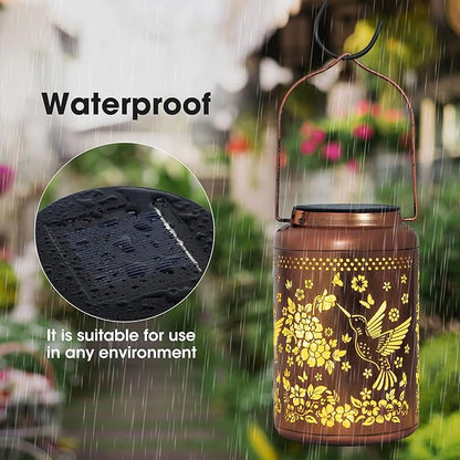 2 Pack Hummingbird Solar Lanterns Outdoor Waterproof, Solar Lanterns Decorative Birthday Mothers Day Gifts for Dad Husband, Mom, Men, Hanging Lantern Outdoor for Patio, Porch, Garden Decor