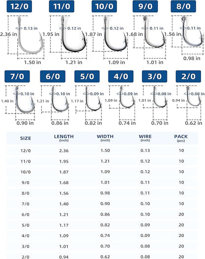 BLUEWING Stainless Steel Live Bait Hooks 10pcs/20pcs Ultra Sharp & Durable for Saltwater & Freshwater Fishing