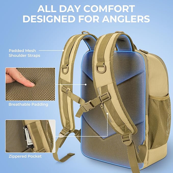 KastKing KarryAll Fishing Tackle Backpack with Rod Holder 4 Tackle Boxes,40/26L Tackle Bag Storage Fishing Gear and Equipment