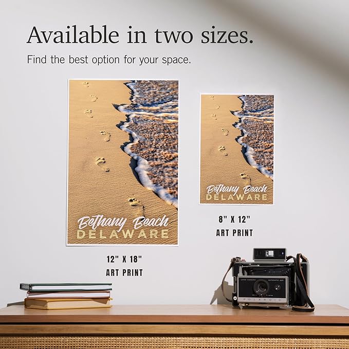 Lantern Press 8x12 Art Print, Bethany Beach, Delaware, Footprints in Sand