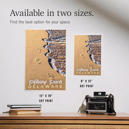 Lantern Press 8x12 Art Print, Bethany Beach, Delaware, Footprints in Sand