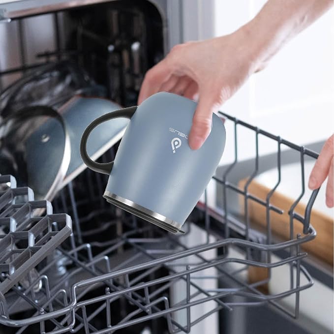 Ideus 16 oz (470 ml) Insulated Coffee Mug with Handle and Lid, Double Wall Stainless Steel Vacuum Thermal Coffee Mug, Travel Coffee Cup Thermal Cup for Home and Office (Ultimate Gray)