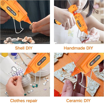IZIO hot glue gun and sticks set with 21 glue sticks(7/16"), storage pouch, copper nozzle,Equipped with anti scalding mouth, safe switch, ergonomic grip, lightweight for diy projects, home repairs.