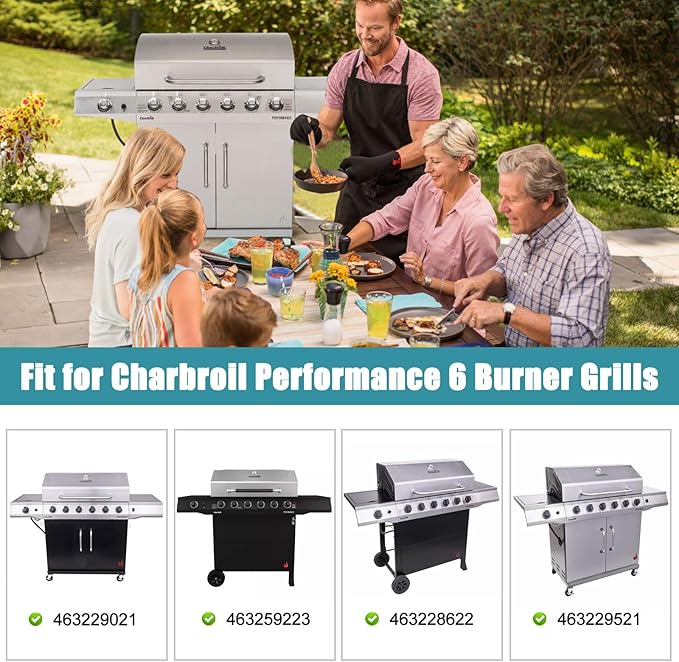 Criditpid Grill Grates for Charbroil 463229021 463229521 463228622 463259223, Cooking Grates Grids for Charbroil Performance 6 Burner Grill Replacement Parts, G426-0005-W1 Char-Broil Grill Grates