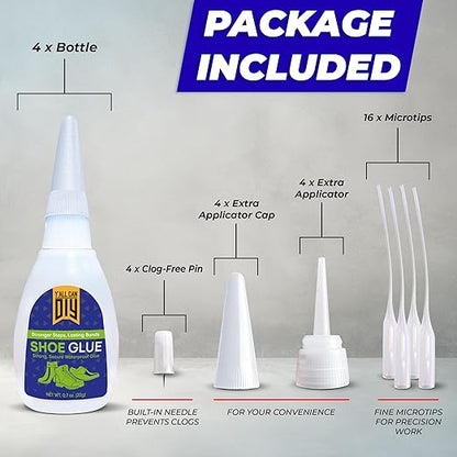 Y’allCanDiy Super Glue for Shoe. 4 Pk x .7 Oz. (20g) Heavy Duty Shoe Adhesive for Shoe Sole Repair and Applicable as Waterproof Boot Shoe Repair Glue. Cyanoacrylate Based CA Glue for Rubber Soles