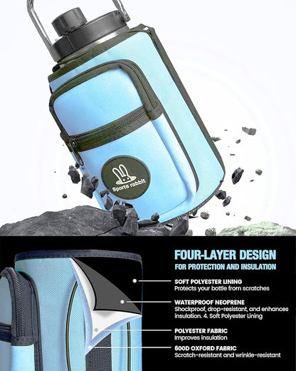 Sports rabbit Universal Water Bottle Holder – Durable Oxford & Neoprene Hybrid Design Compatible with Stanley 30/40oz Handled & 64/87oz Straight Tumblers, Adjustable Strap for Gym, Travel, Outdoors