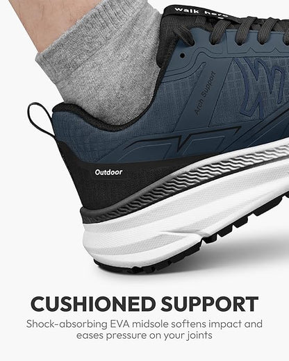 Mens Hiking Shoes for Plantar Fasciitis, Waterproof Walking Shoes for Men with Arch Support, Lightweight Mens Sneakers for Cushioned Comfort