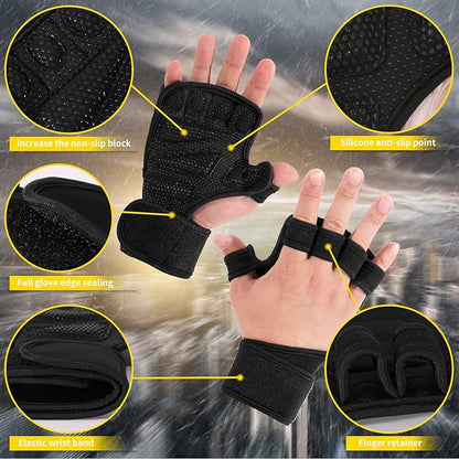 Gym Gloves for Men Women, Padded Weightlifting Wrist Wrap Workout Exercise Glove