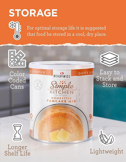 Simple Kitchen Homestyle Pancake Mix – 20 Servings for Family Meal Prep, Survival Just Add Water Canned Food, for Camping Meals, Backpacking & Hiking, #10 Can Package