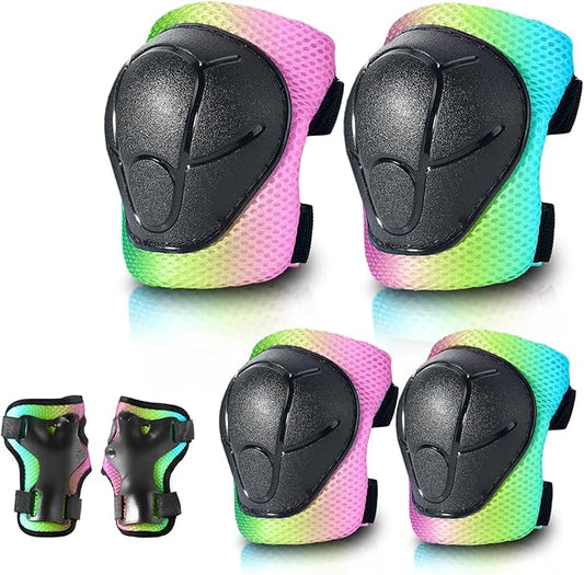 Skateboard Pads Kids/Youth/Adult Shield Elbow Pads and Wrist Guards Protective Gear,Strong Double Straps&Adjustable Easy-Fix Clips for Skateboarding,Rollerblading,ScooterRoller,Skating,Bicycle