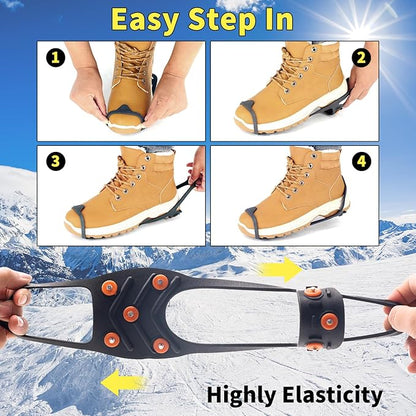 Crampons Ice Cleats Snow Grips, Anti-Slip Traction Lightweight Portable for Walking on Snow & Ice, for Shoes/Boots