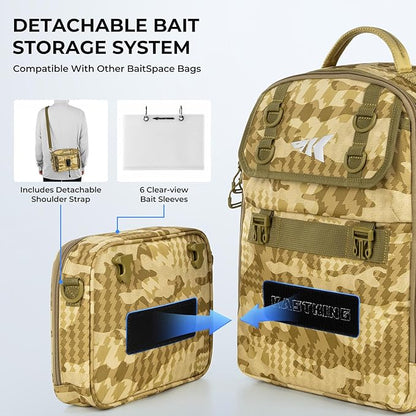 KastKing BaitSpace Fishing Sling Bag, Fishing Backpack with Rod & Beverage Holder, Tackle Bag for Fishing Gear