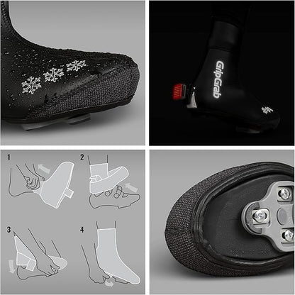 GripGrab Arctic Waterproof Deep Winter Road Cycling Shoe Covers Fleece Lined Thermal Cycling Road Bike Shoe Covers Waterproof Overshoes
