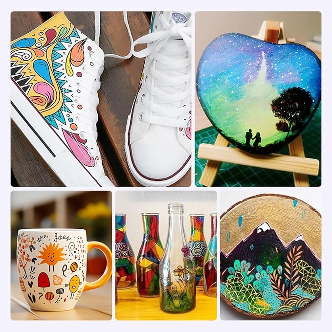 Green Permanent Markers Paint Pens, 2 Pack Oil Based Opaque Paint Markers for Metal,Canvas,Wood,Rock Painting, Ceramic, Glass, Fabric Art Supplier (Green,2 Pack)