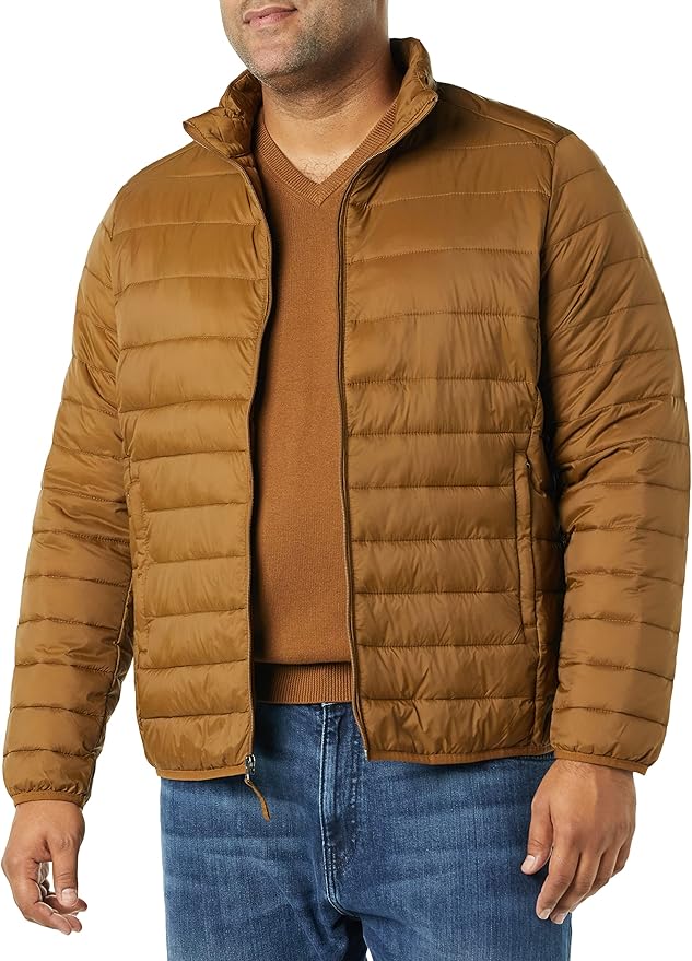 Amazon Essentials Men's Packable Lightweight Water-Resistant Puffer Jacket (Available in Big & Tall)