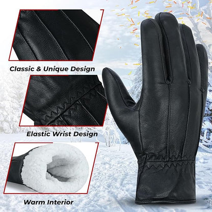 Riparo Winter Gloves for Men, Leather Winter Gloves for Cold Weather, Snow Gloves for Motorcycle Driving Hiking Outdoor
