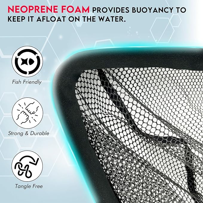 Black Paw Floating Fishing Net Foldable Telescopic Fish Landing Net with Built in Length Scale Rubber Coated for Kayak, Fly, Trout