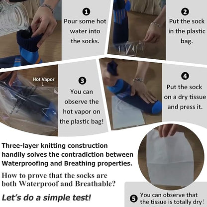 RANDY SUN Waterproof Skiing Socks, [SGS Certified] Unisex Knee High Breathable Hiking Trekking Sock 1 Pair