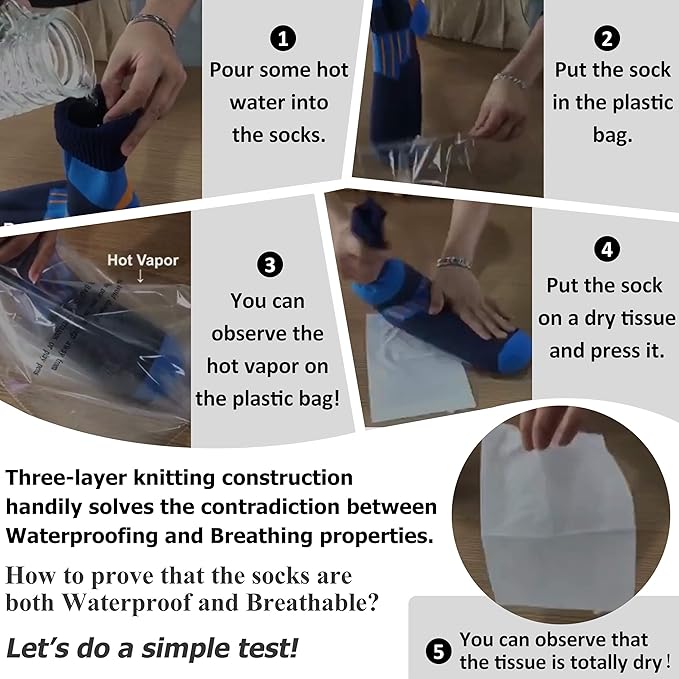 RANDY SUN Waterproof Skiing Socks, [SGS Certified] Unisex Knee High Breathable Hiking Trekking Sock 1 Pair