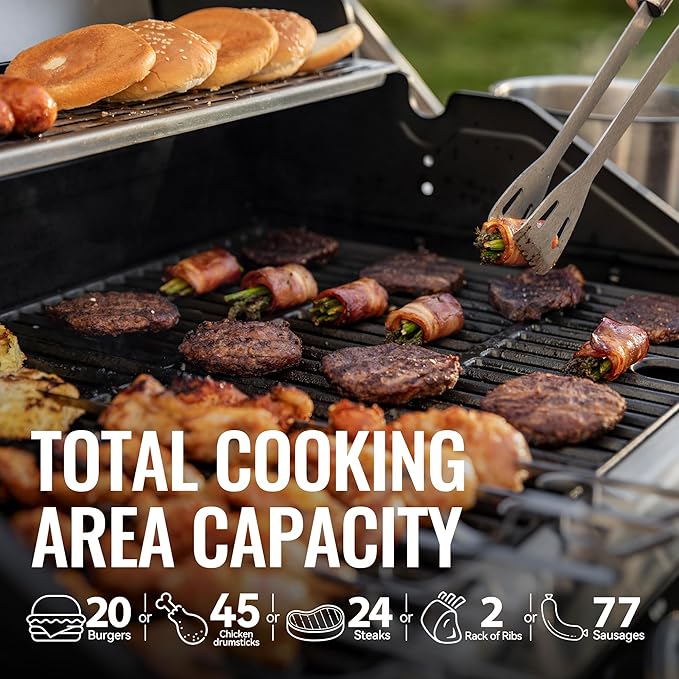 4-Burner Propane Gas Grill with Side Burner, Cabinet Style Grill with Glass Viewing Window, Porcelain-enameled Cast Iron Grate & Stainless Steel Warming Rack, Silver, SG5003S-SC