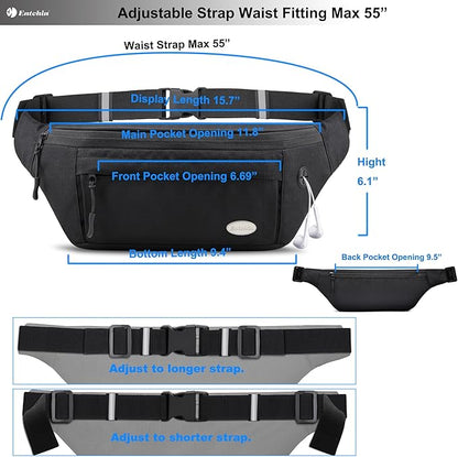 Entchin Fanny Pack for Women Men,Crossbody Belt Bag with 4-Zipper Pockets,Adjustable Waist Bag Pack,One of the Most Popular Travel Essential Gifts for Walking,Traveling,Cycling