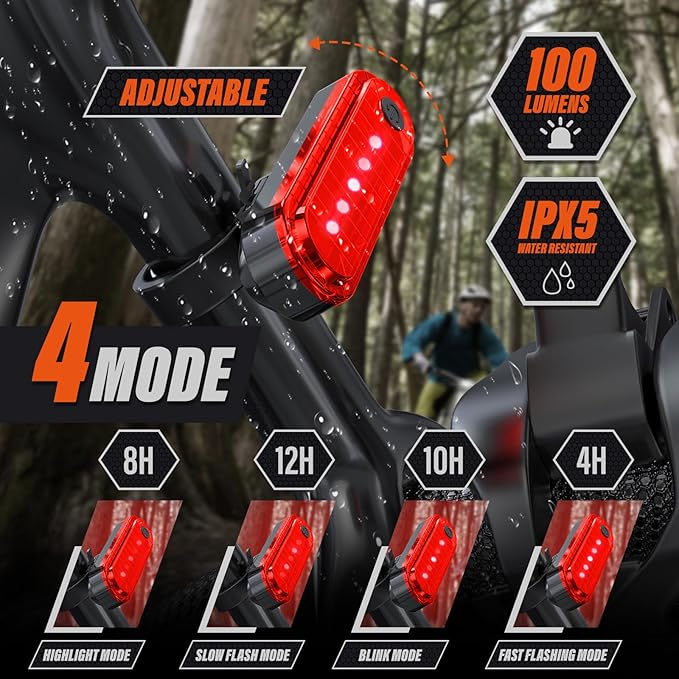 Rechargeable Bike Lights, Ultra Bright Bike Lights for Night Riding, Road Mountain Bike Accessories for Kids Adults - Headlight with Tail Light