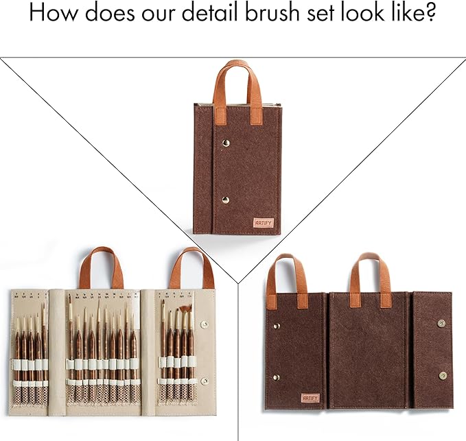 Artify Extreme Detail Paint Brushes, 20-Sizes Miniature Brush Set for Painting/Models/Crafts, Paint Brushes for All Detailing with Handbag, Ultra Fine Bristle for Watercolor/Oil/Acrylic