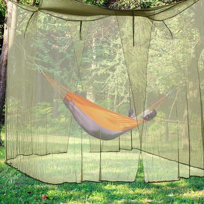 Tranqun 2 Pcs Mosquito Netting for Patio, Ultra Large Mosquito Net l 87 x W 87 x H 71 Inch for Bed with 2 Side Openings 16 Hanging Loops for Camping Home Outdoor Travel Dormitory Decor(Dark Green)