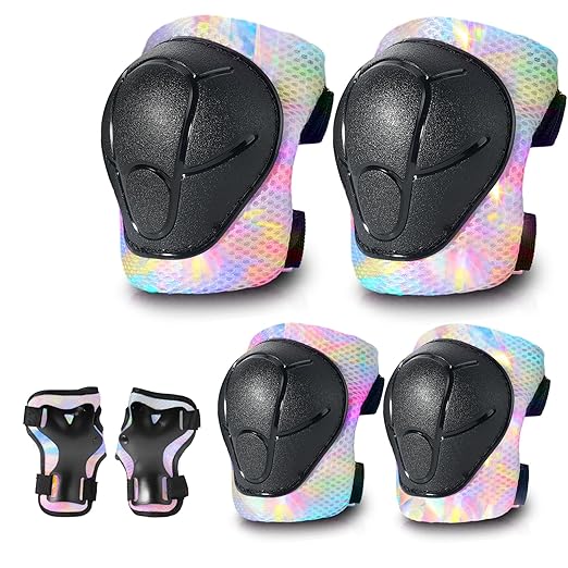 Gradient Color Kids Protective Gear Set Knee Pads for Kid 2-14 Years,W/ Adjustable Strap Kids/Youth Knee Pads Elbow Pads Wrist Guards Set for Inline Roller Skates,Cycling,BMX Bike,Skateboard,Scooter
