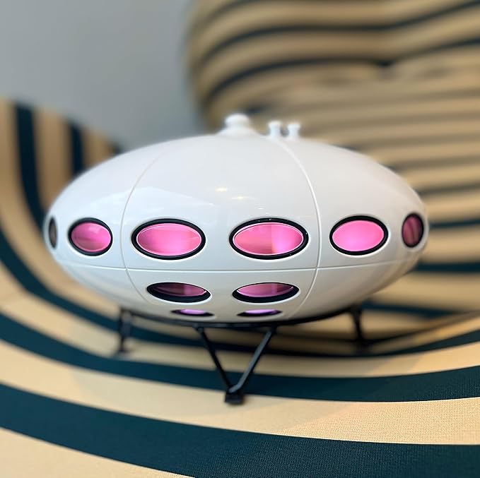 Space Age Table Lamp, LED Color Changing, 3 Light Modes, USB Rechargeable, Cordless Ambient Light (White)