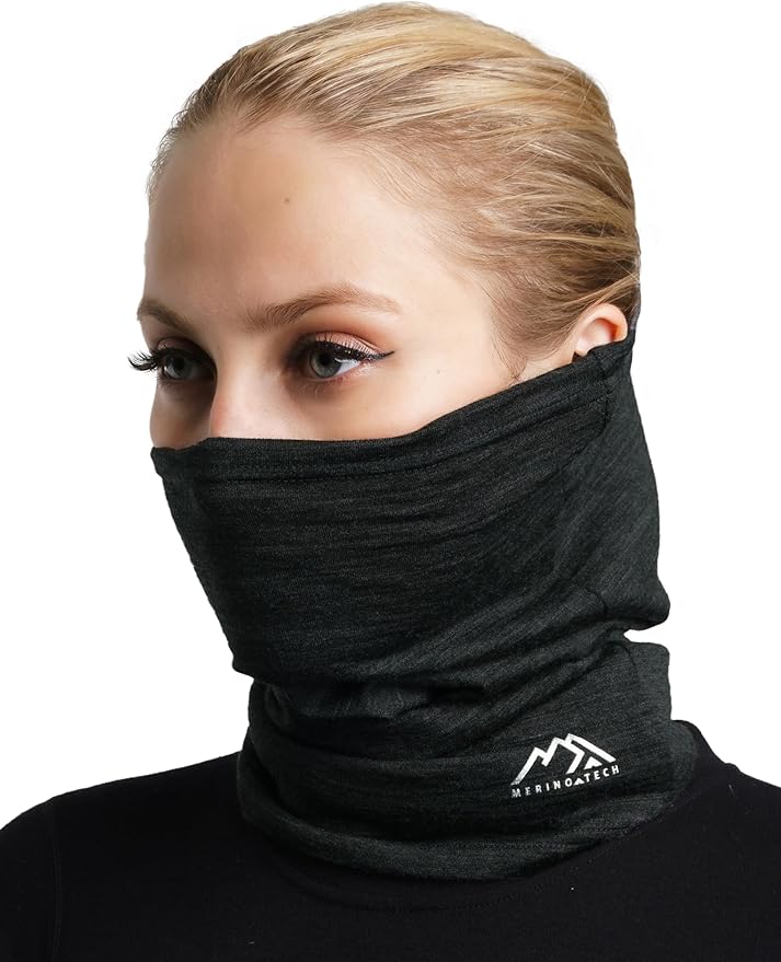 Merino.tech Merino Wool Ski Neck Gaiter - Face Mask Neck Warmer for Men & Women