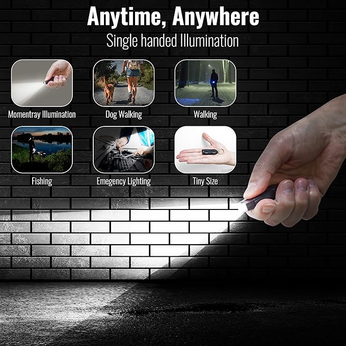 Rechargeable Keychain Flashlight, 120 Lumen Mini Flashlight, EDC Keychain Light, Flashlight Keychain, Small Flashlights.
